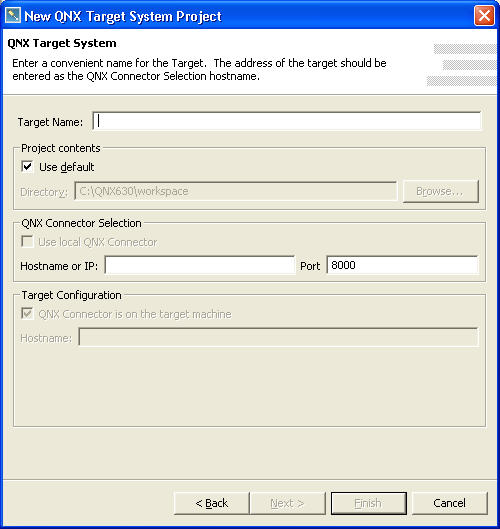 Common wizards: New Target System Project