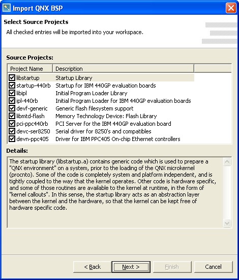 Import BSP source projects