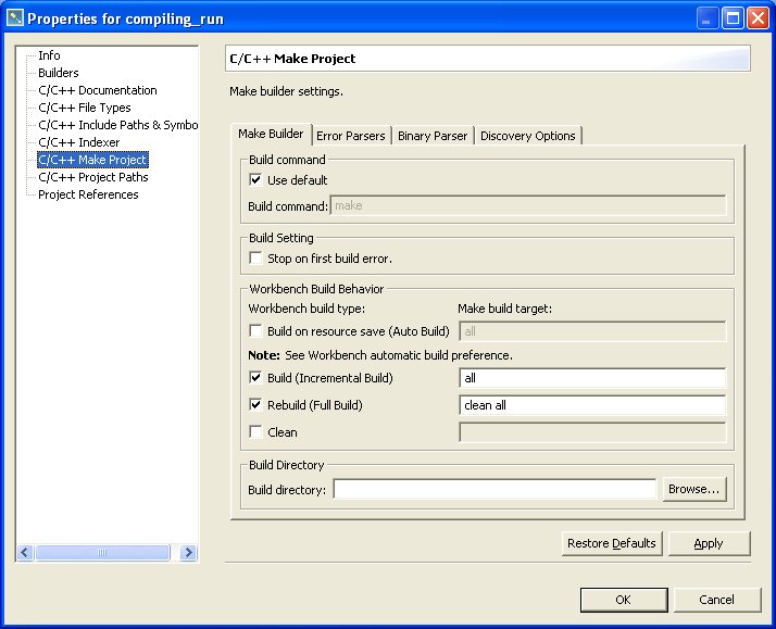 Make  Builder settings - Standard C/C++ Project