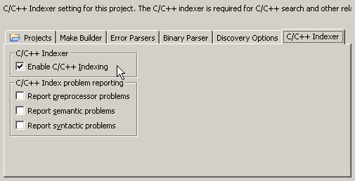 Indexer settings