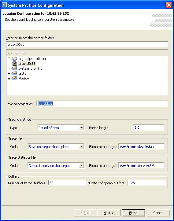 System Profiler configuration dialog