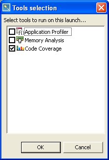 Launcher; Tools tab; Code Coverage tool